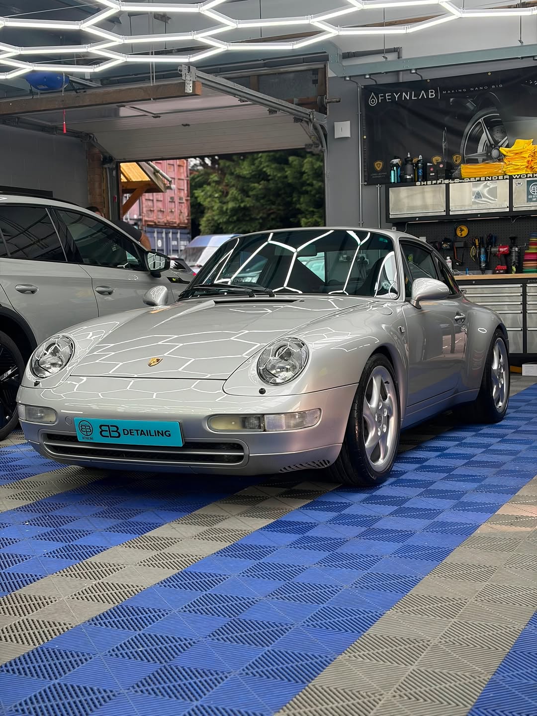 Sports car exterior receiving professional detailing Sheffield