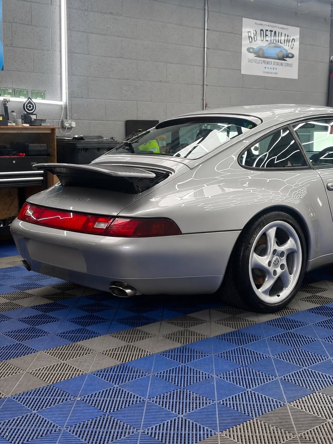 Close detail showing the quality of paint correction work
