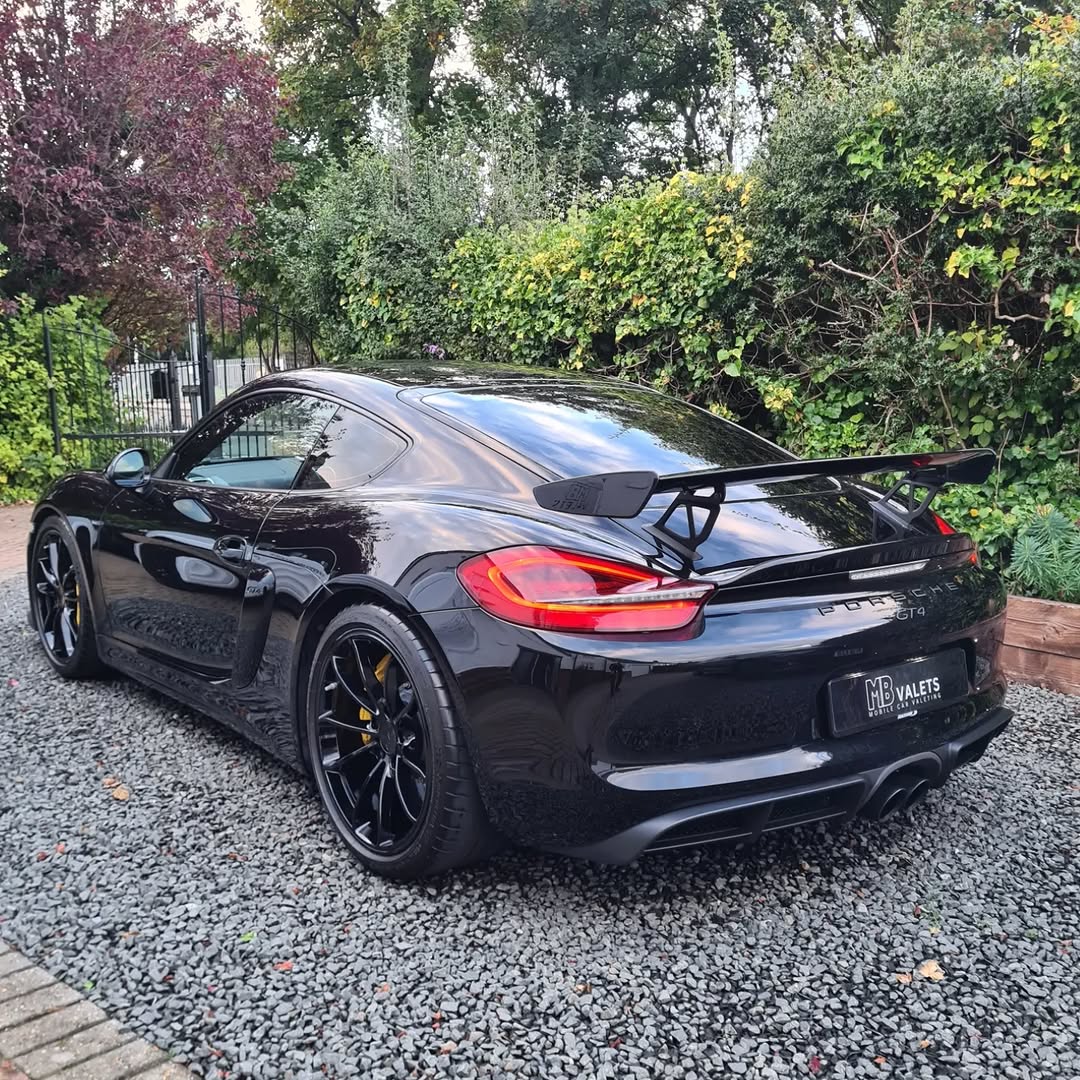 Black Porsche sports car immaculately detailed by MB Valets