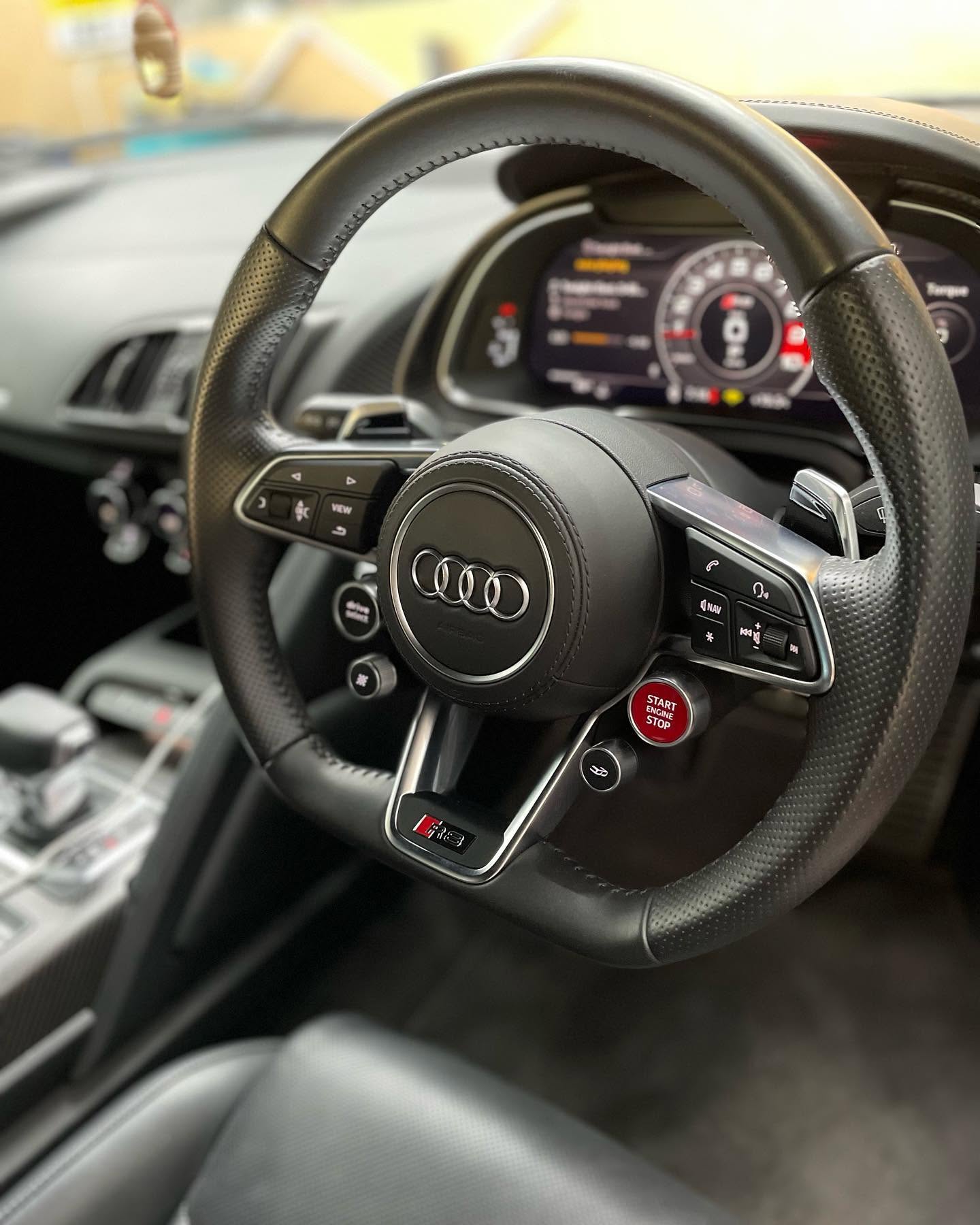 Audi steering wheel interior detail
