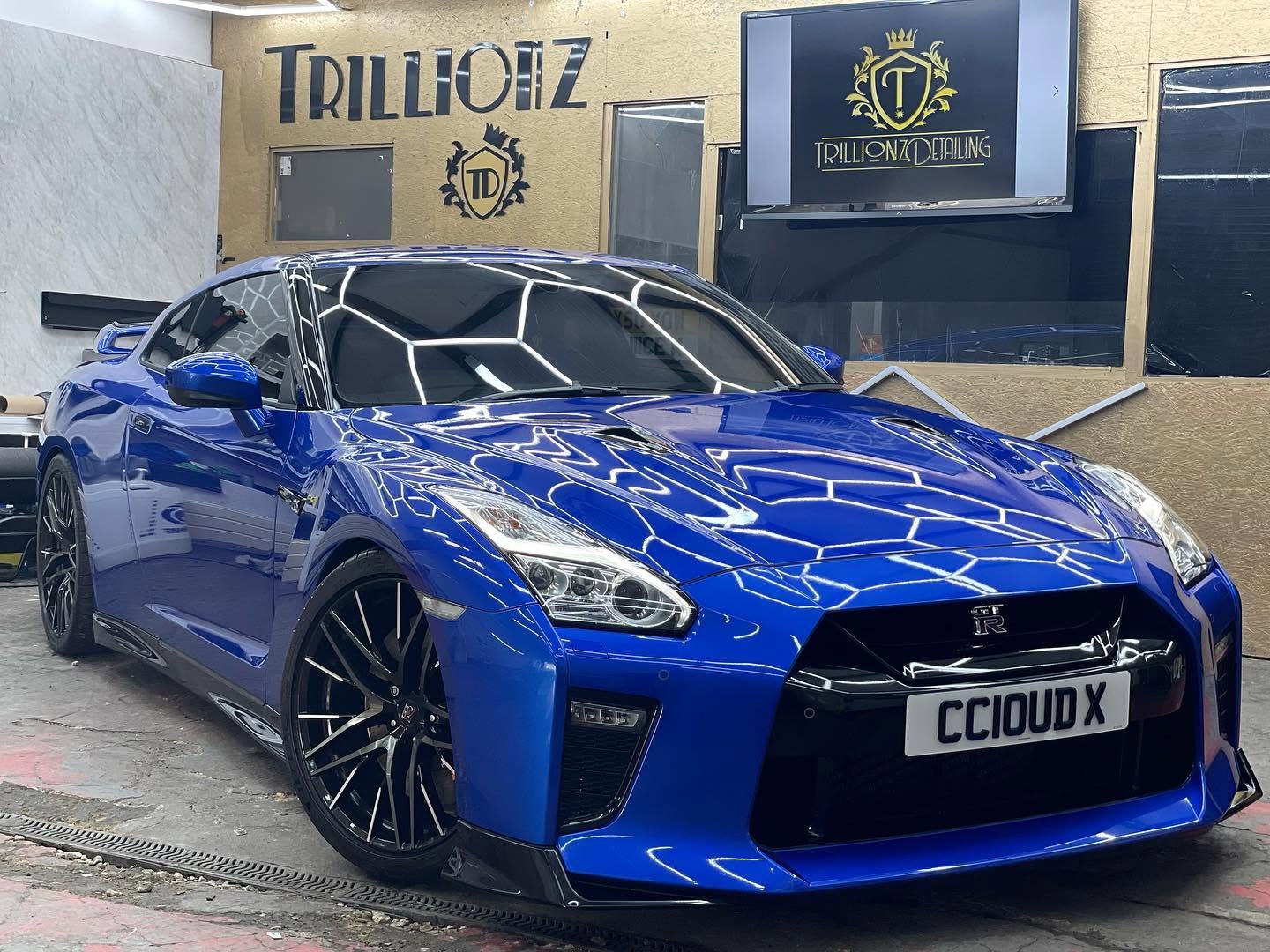 Blue Nissan GT-R